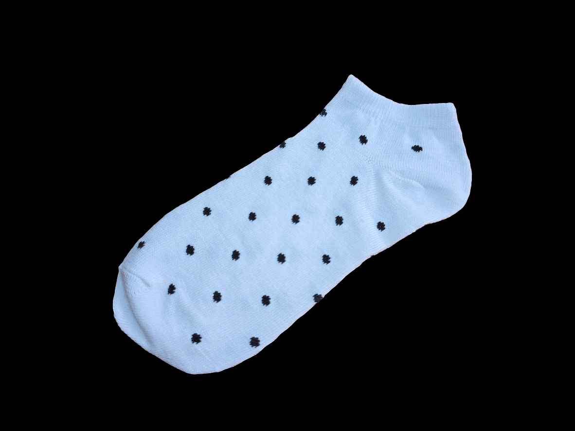 WHITE & BLACK POLKA DOT ANKLE SOCKS